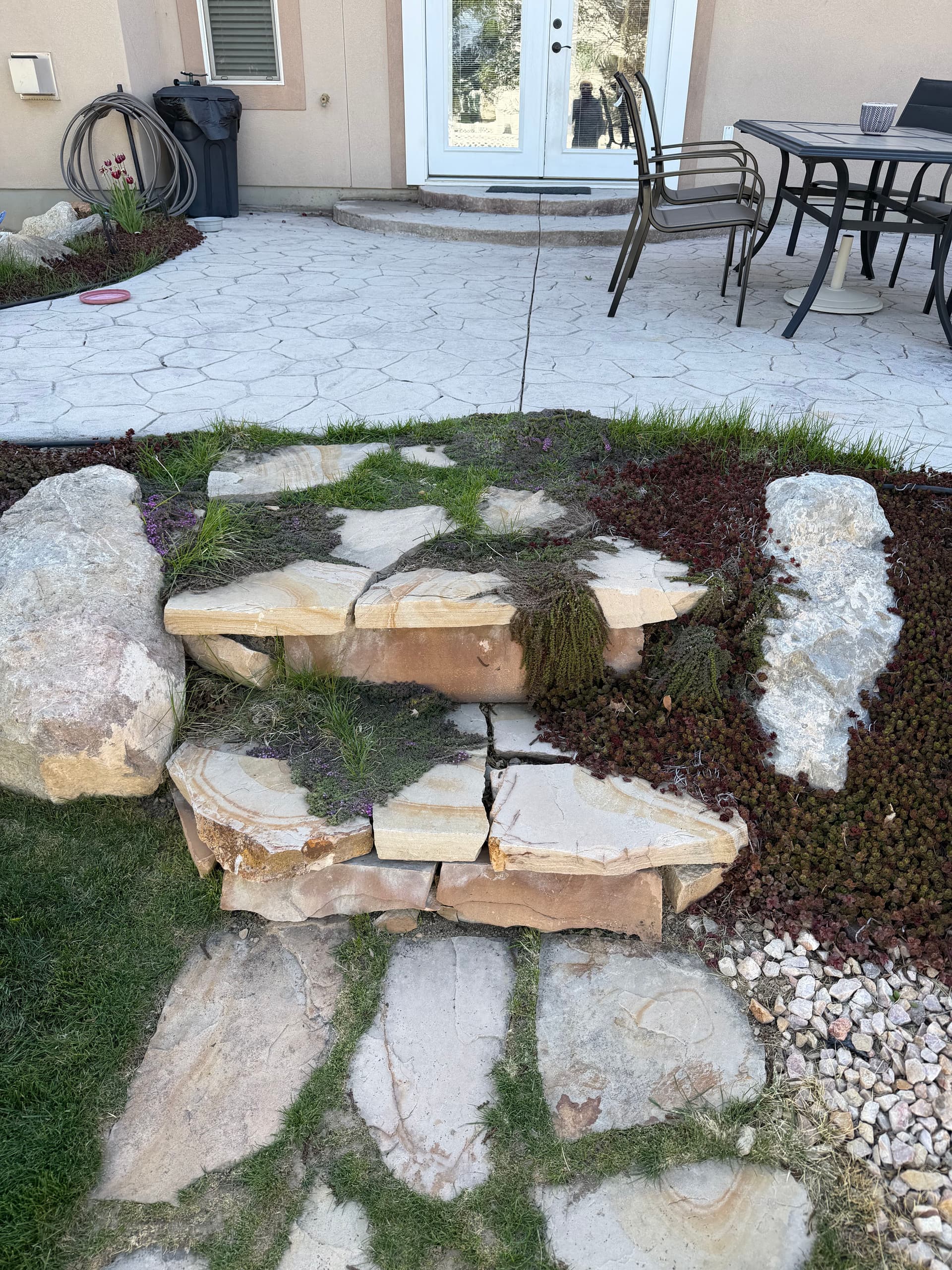 Flagstone Steps and Pathway Replace Broken Access to Patio